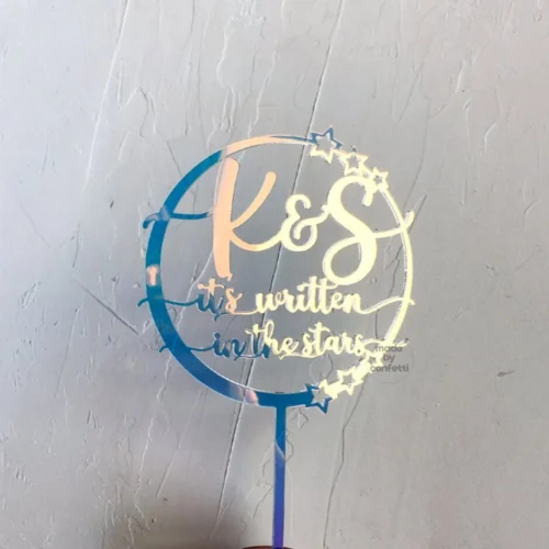 Couple's Names on Star - Wedding, Anniversary & Engagement Cake Topper