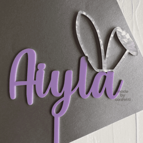 Easter Pearl Bunny Birthday Cake Topper