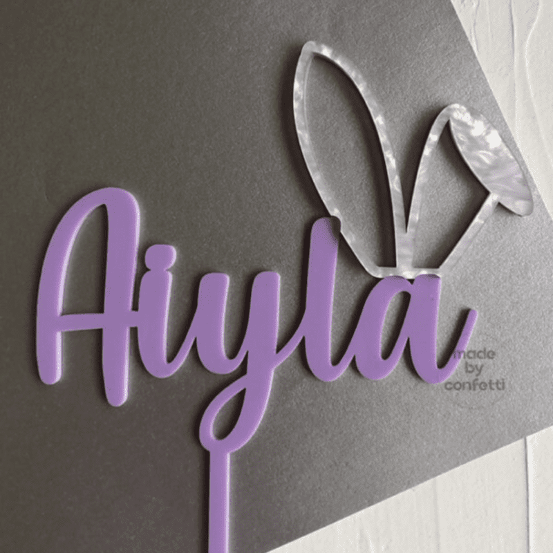 Easter Pearl Bunny Birthday Cake Topper