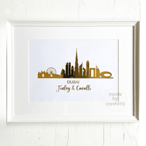Gold foiled Dubai skyline frame