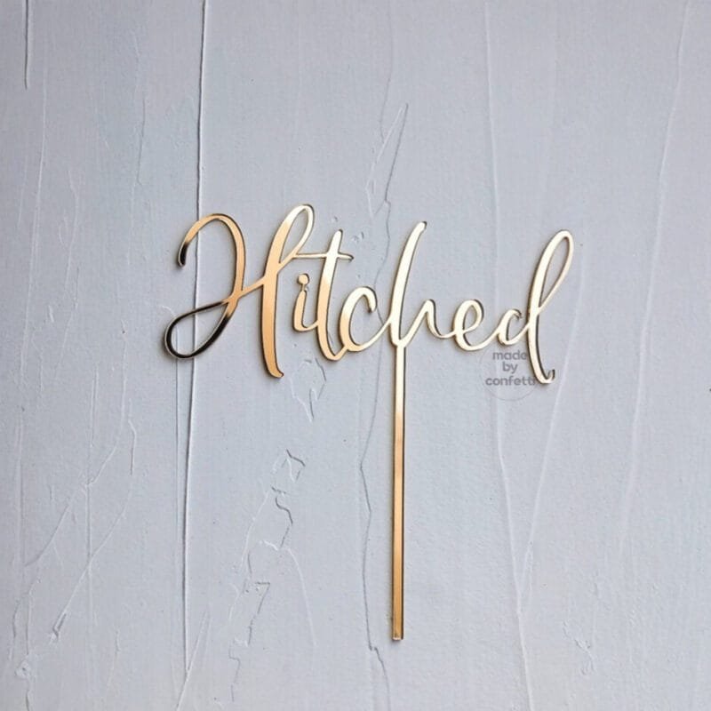 Hitched Engagement Wedding Cake Topper
